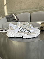 Мужские демисезонные кроссовки Adidas Ozweego White/Grey (бело-серые) повседневные кроссы A0075 Адидас
