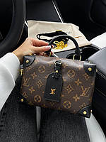 Темно-коричневая женская сумка через плечо Louis Vuitton, компактная кожаная сумка с цепочкой Луи Виттон