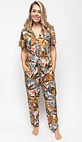 Пижама женская Cyberjammies Savannah 9665-9666 16/XL Зеленый с тропическим принтом (5051877444669) .Хит!