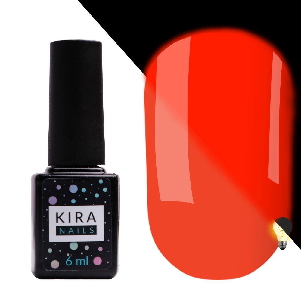 Гель-лак Kira Nails FLUO 001 (помаранчевий неоновий, флуоресцентний), 6 мл