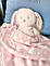 Плед - одіялко  дитяче рожеве з іграшкою Заєць., фото 4