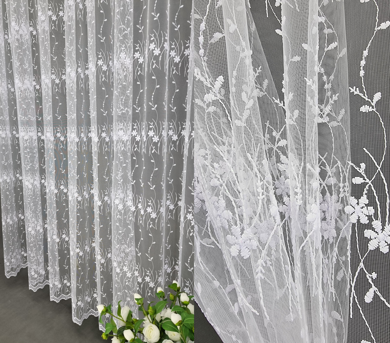 Тюль Вишивка Джозефіна, Білий