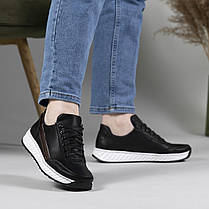 Кросівки жіночі чорні з пресованої шкіри (ЛК 12 чб), фото 2