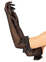 Довгі сітчасті рукавички з бантиками Leg Avenue Opera length bow top gloves