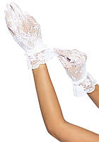 Мереживні класичні рукавички Leg Avenue Floral lace wristlength gloves Білий