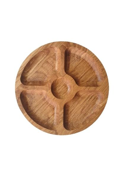 Дошка-менажниця для подавання Дерево Карпат Менажна 5 відділень d35 см дерево (Т21), фото 1