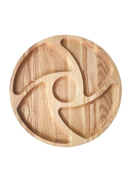 Дошка-менажниця для подавання Дерево Карпат Італія 5 відділень d35 см дерево (5461879/Т18), фото 1