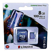 Карта пам'яті micro SDHC 8 GB Kingston class 10 UHS-1 із адаптером Мікро СД карта Canvas Select Plus microSD h