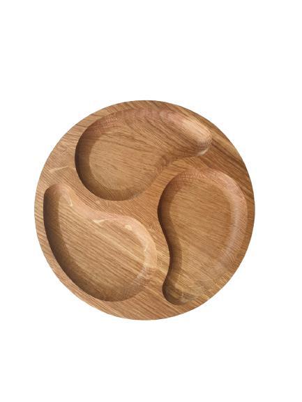 Дошка-менажниця для подавання Дерево Карпат Бір 3 відділення d35 см дерево (Т12), фото 1