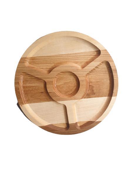 Дошка-менажниця для подавання Дерево Карпат Паб 4 відділення d35 см дерево (Т15), фото 1