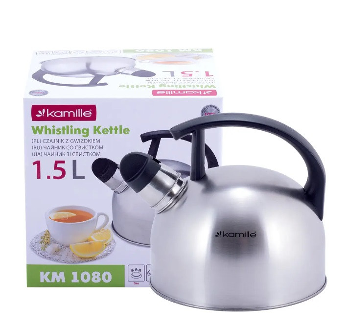 Чайник зі свистком Kamille 1,5 л неіржавка (1080 K), фото 1