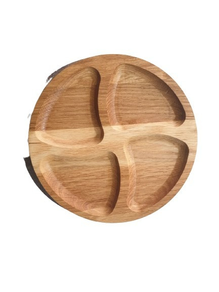 Дошка-менажниця для подавання Дерево Карпат Італія 4 відділення d30 см дерево (5461873/Т37), фото 1