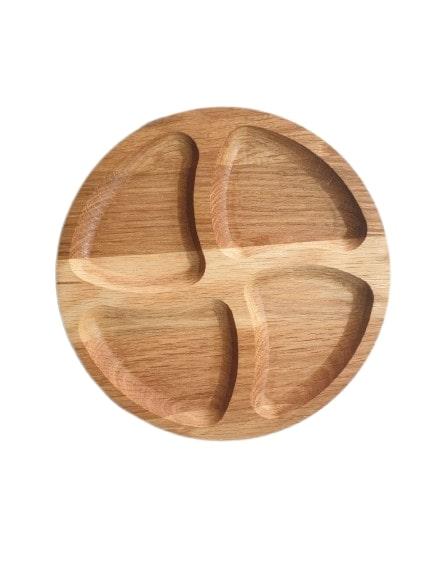 Дошка-менажниця для подавання Дерево Карпат Італія 4 відділення d35 см дерево (5461874/Т38), фото 1