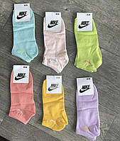 Женские короткие носки "Nike", 36-40 р-р. Укороченные носки - разноцветные, носки под кроссовки, хлопок