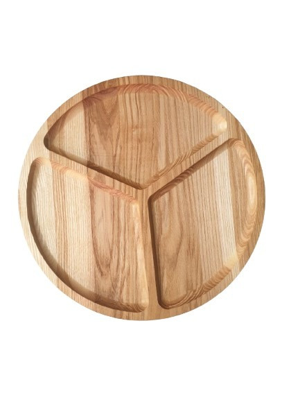 Дошка-менажниця для подавання Дерево Карпат 3 відділення d40 см дерево (Т9), фото 1