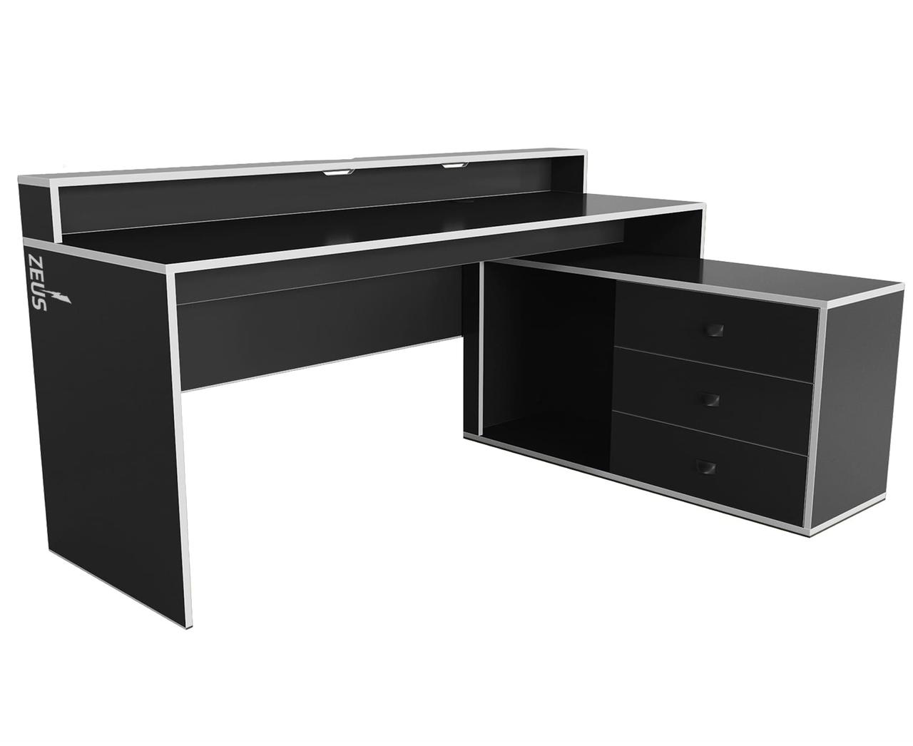 Геймерський стіл "MARS-2, M2-W" 180х60х75 см. Чорно-білий, фото 1