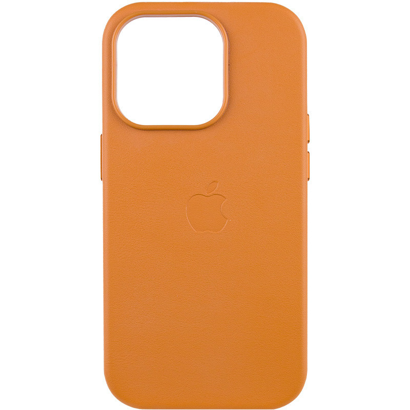 Шкіряний чохол Leather Case (AAA) with MagSafe and Animation для Apple iPhone 14 Pro (6.1") Golden Brown