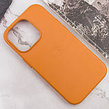 Шкіряний чохол Leather Case (AAA) with MagSafe and Animation для Apple iPhone 14 Pro (6.1") Golden Brown, фото 5