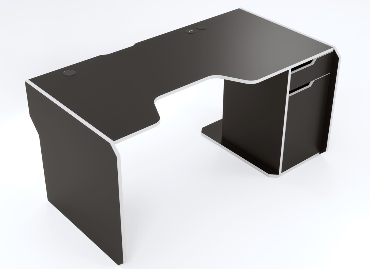 Геймерський стіл "VARVAR-XS D-400" 140х85х76 см. Чорно-білий, фото 1