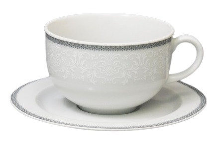 Набір чайний Thun Opal (Обведення сіра) на 6 персон 12 предметів 280мл фарфор (8034800), фото 1