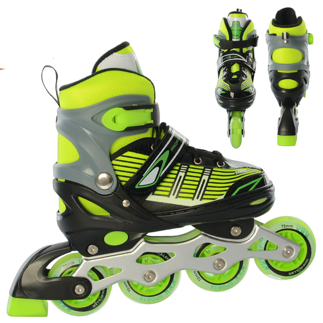 

Раздвижные ролики Profi Roller 35-38 Роликовые коньки с регулировкой размера 35 36 37 38 размер Зеленый, Зелёный
