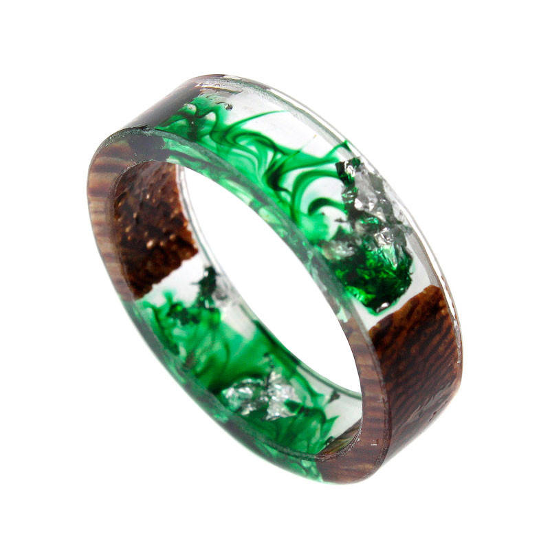 

Кольцо из древесной смолы, зеленое, С5713