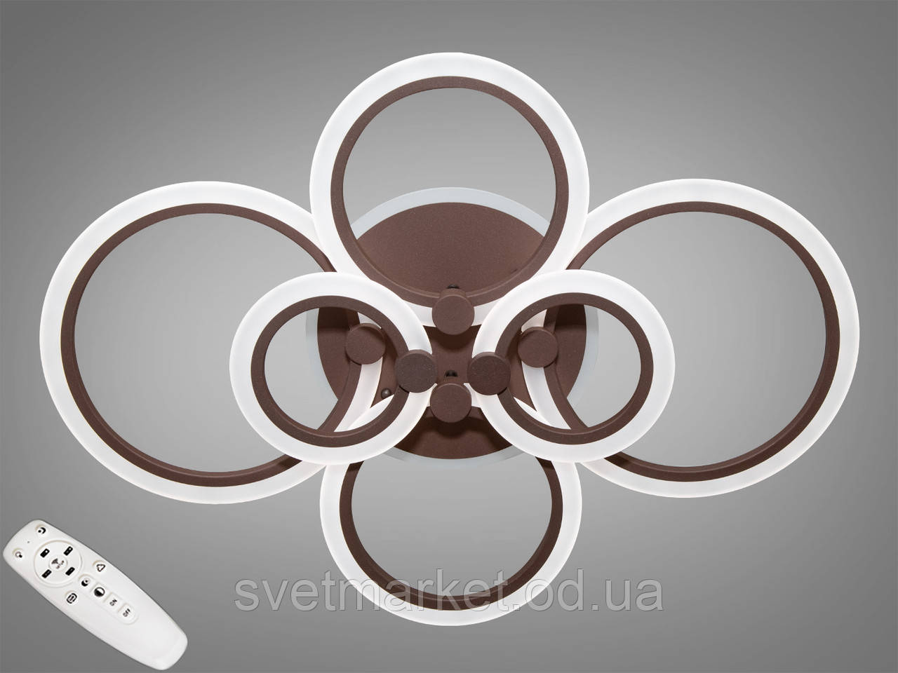 Світлодіодна люстра з пультом управління кавового кольору A8022/6CF LED 3color dimmer, фото 1
