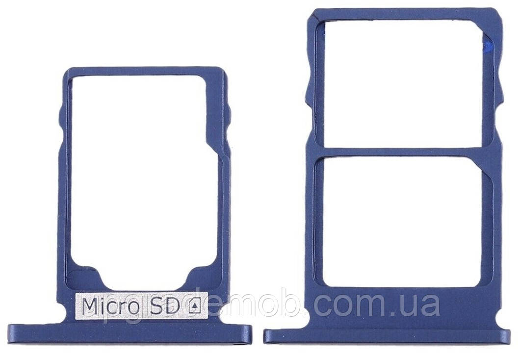 Тримач Sim-карти та карти пам'яті Nokia 3.1 Dual Sim синій на дві Sim-карти комплект 2, фото 1