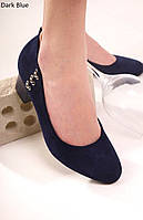 Туфлі жіночі класичі темно-сині екозамшеві