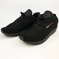 Текстильні кросівки 45 розмір | Літні кросівки з тканинним верхом. Модель 62496. Колір: чорний