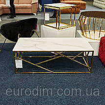 Журнальний столик ESCADA A II білий ефект мармуру/золото 120X60, фото 4