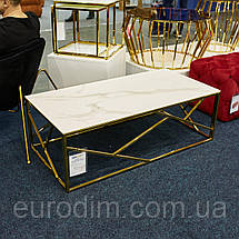 Журнальний столик ESCADA A II білий ефект мармуру/золото 120X60, фото 5