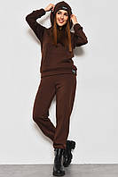 Спортивний костюм жіночий трійка на флісі  коричневого кольору 175067S