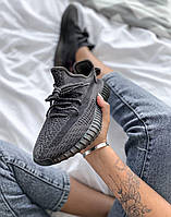 Кросівки Adidas Yeezy Boost 350 V2 Black Рефлективні шнурки