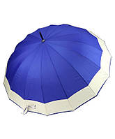Зонт-трость женский Zilner ZIL-203 полуавтомат на 16 спиц с бежевой каймой (88922F-E) Синий