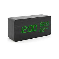 Настольные светодиодные часы Wooden Clock VST-862 Часы с зеленой подсветкой