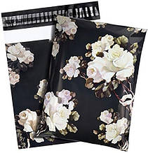 Кур'єрський пакет White roses on black 255 х 330 + 40 клапан
