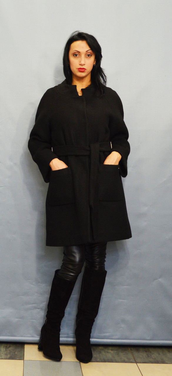 Пальто чорне букле ICON 8543 36 розмір