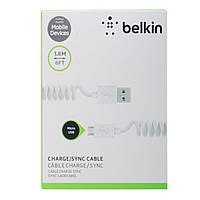 Кабель Belkin USB-microUSB Spiral iPhone 5 1.8 м White Спираль белая l