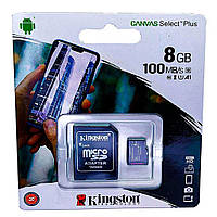 Карта памяти micro SDHC 8 GB Kingston class 10 UHS-1 с адаптером Микро СД карта Canvas Select Plus microSD l