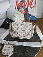 Сумка кросс боді Louis Vuitton 2 в 1 бежева луї