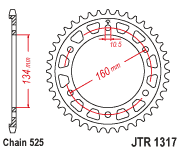 Мотозірка задня JTR1317.43 Honda CBR1000 Fireblade / Honda NT1100, фото 1