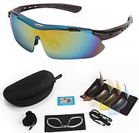 Солнцезащитные тактические очки Oakley 0090 blue с поляризацией 5 линз One siz+ svitloochey