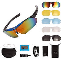 Солнцезащитные тактические очки с поляризацией Oakley 0090 blue 5 линз One siz+ svitloochey