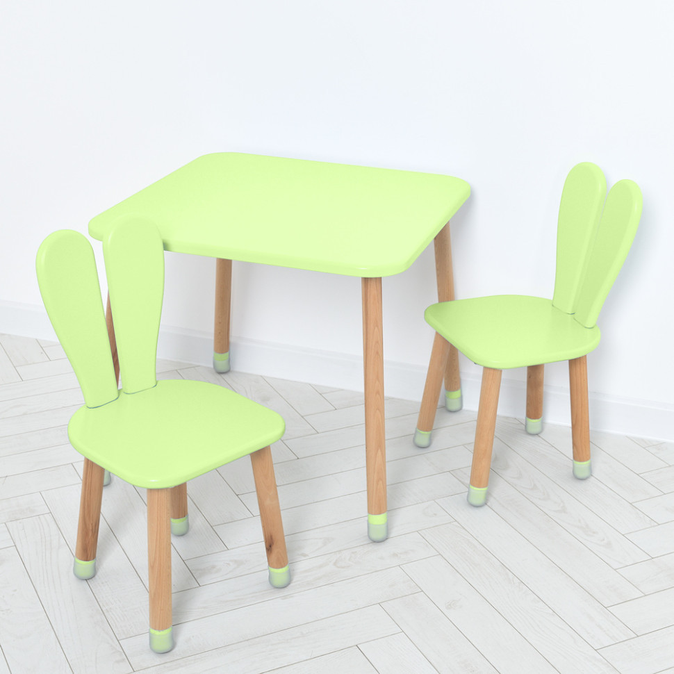 Детский столик с двумя стульчиками 04-025G-2 зеленый от PolinaToys - фото 1 - id-p2122870861
