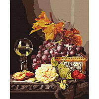 Картина по номерам "Натюрморт с фруктами и розой" ©Edward Ladell Идейка KHO5668 40х50 см от PolinaToys