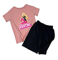 Костюм для девочки футболка + шорты "barbie" (кукла) подростковый Family look