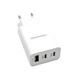 Зарядний пристрій TORNADO TD-18 (USB Type-C / PD20W / QC3.0) White