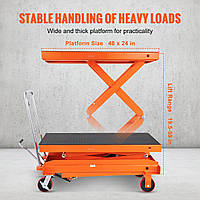 Візок з гідравлічним підйомним столом VEVOR, вантажопідйомність 1760 фунтів, висота підйому 59 дюймів, ручний подвійний ножичний