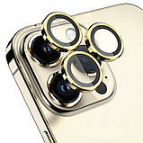 Захисне скло Metal Classic на камеру (в упак.) для Apple iPhone 15 Pro (6.1") / 15 Pro Max (6.7") Золотий / Gold, фото 6